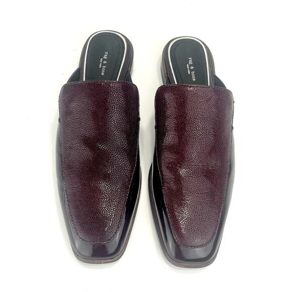 Rag & Bone Aslen Mule Loafer Clogs Size 7.5 Merlot Red Leather Low Heel New York - Picture 10 of 15